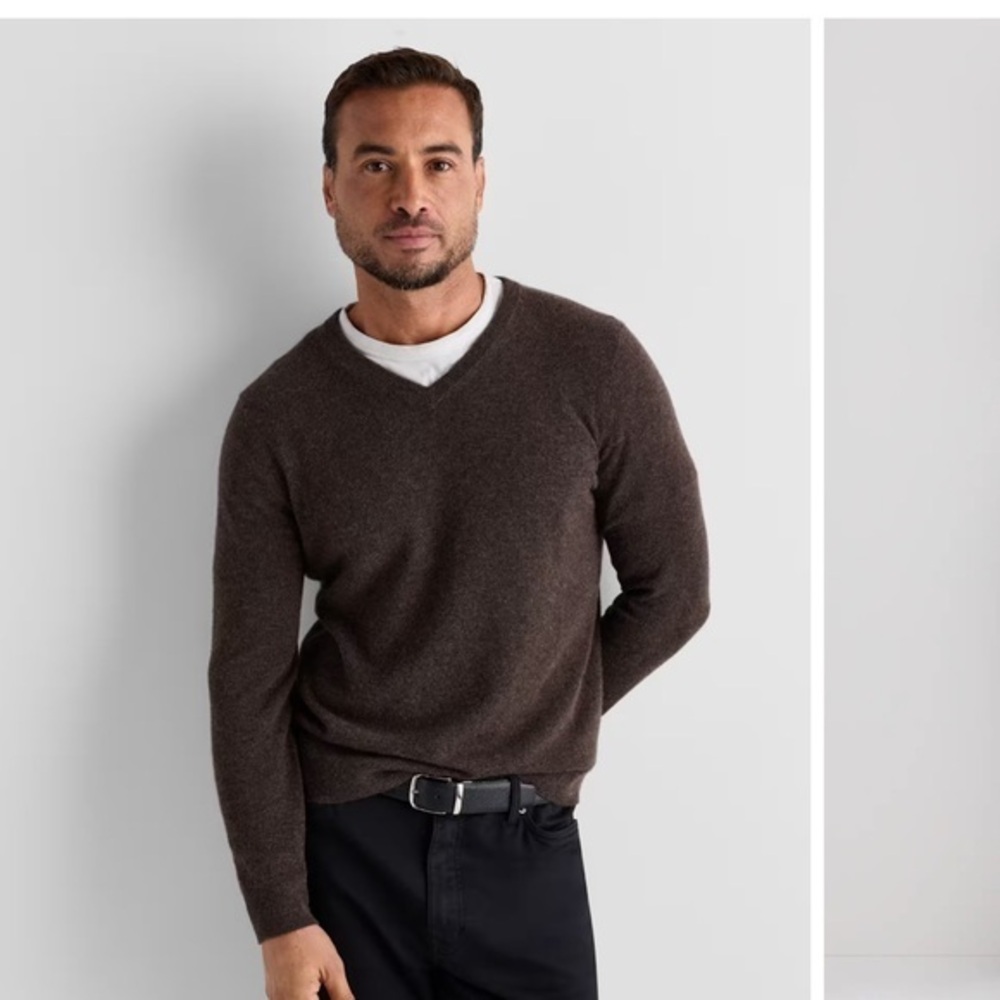 Apt 9 100% Cashmere Menโs V Neck Sweater Sz XL
